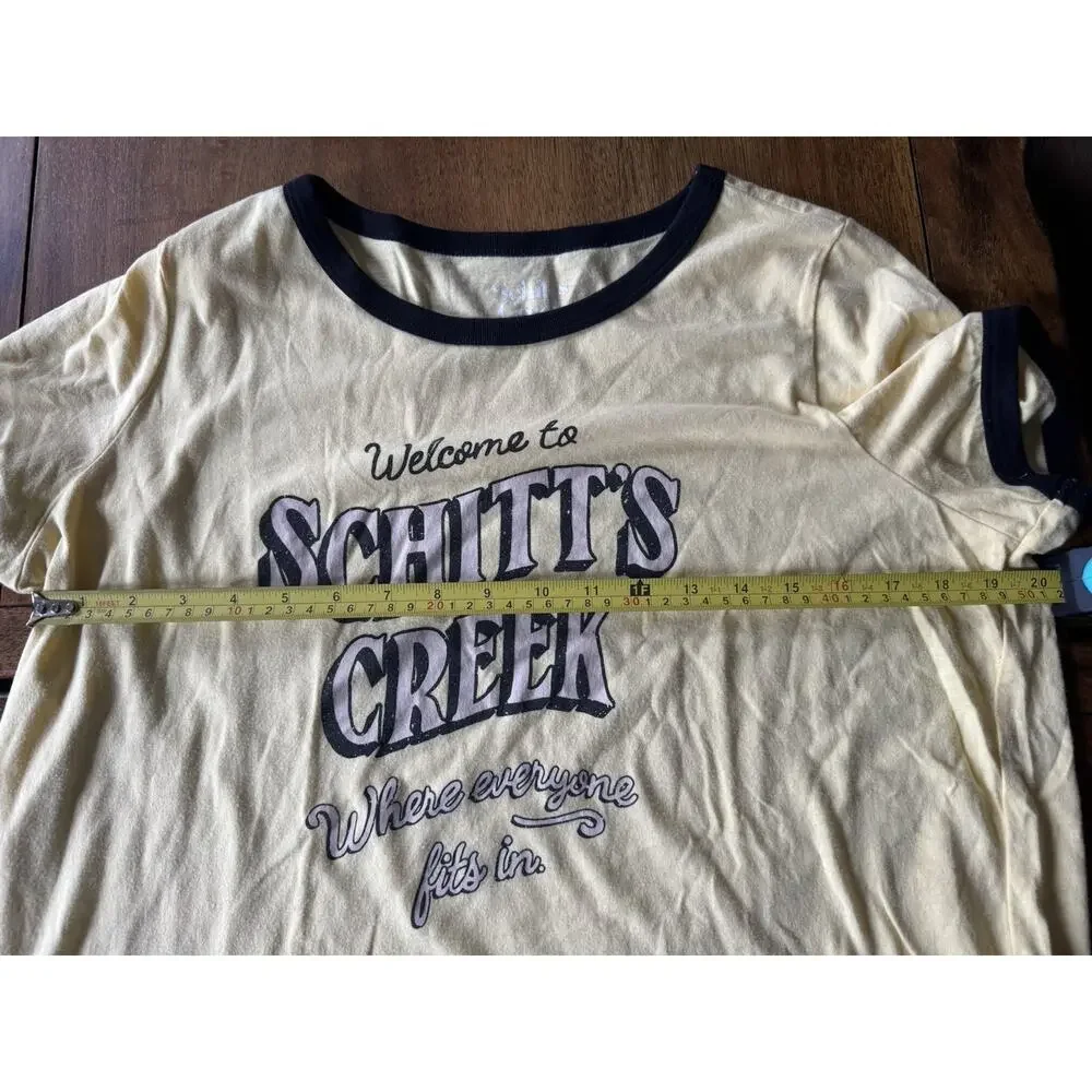 Schitt’s Creek Yellow Ringer Graphic Tee Women’s L “Welcome to Schitt’s Creek” - Picture 5 of 10
